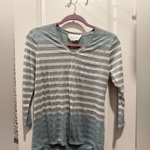 Vince Camuto Kids Gray and Blue Striped Long Sleeve Tee